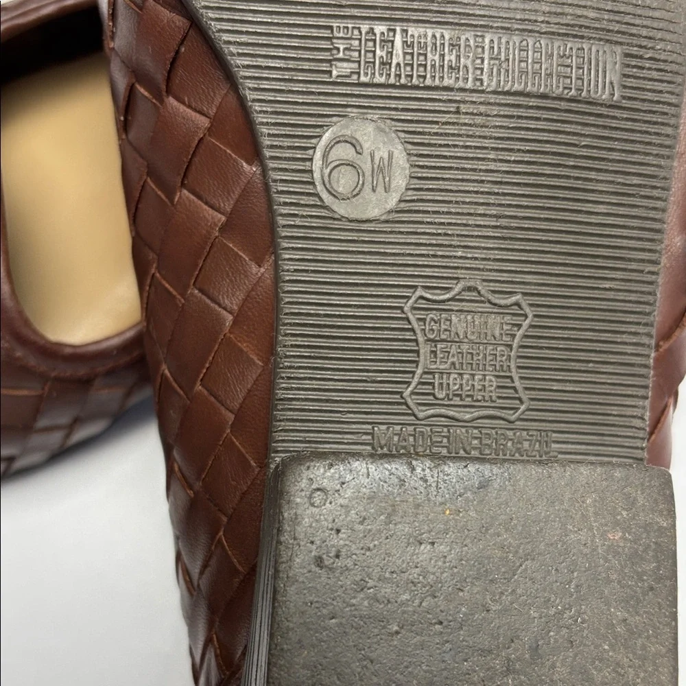 Leather Collection Vintage-Style‎ Woven Brown Ballet Flats Women’s W6 #0269